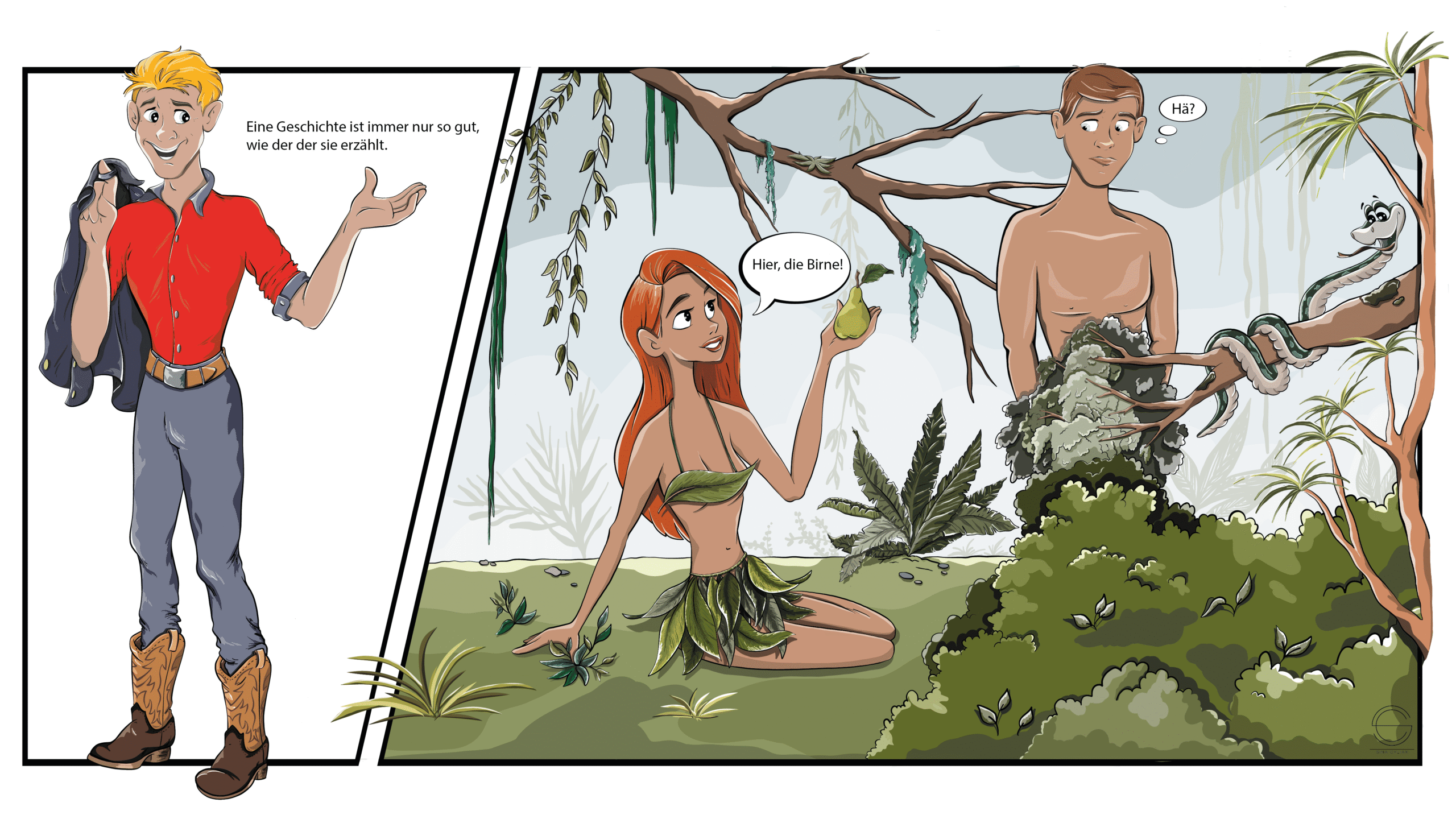 Sina-Cyliax_Illustration_Lessbla_Titelbild_Eva-und-Adam